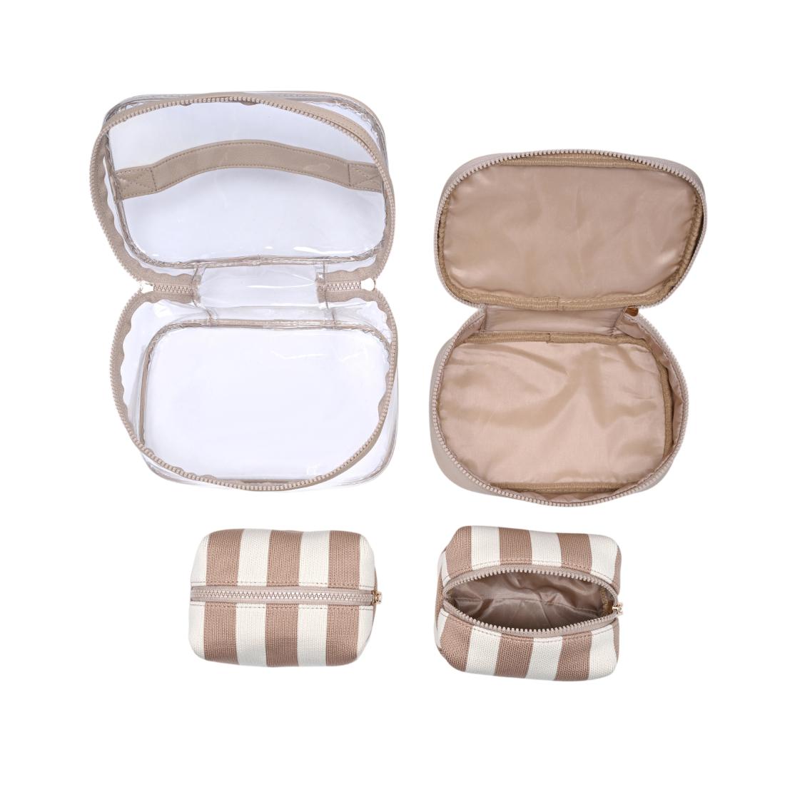 Urban Essentials Essential Stripes - 4 Piece Train Case Set 840504215681 View 8 | Natural Ivory