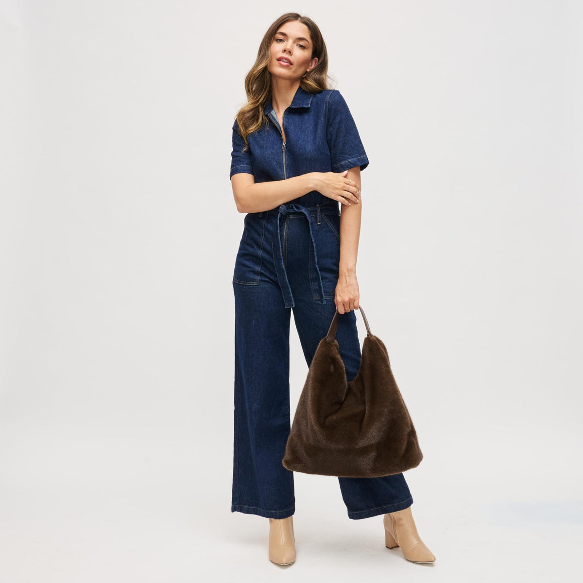 Woman wearing Chocolate Urban Expressions Chandler Hobo 840611199560 View 3 | Chocolate