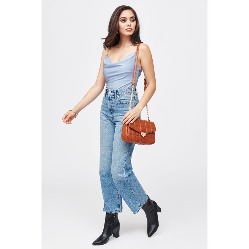 Woman wearing Tan Urban Expressions Patsy Crossbody 840611184559 View 3 | Tan