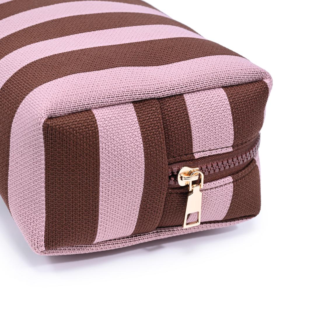 Urban Essentials Essential Stripe Cosmetic & Travel Organizer Pouch 840504207419 View 8 | Pink Brown