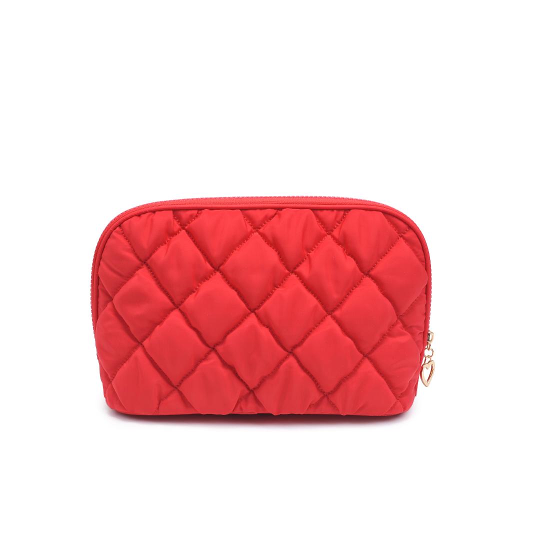 Urban Essentials Cloud Kiss - Quilted Puffer Nylon Cosmetic & Travel Organizer Dome Pouch 840611197122 View 7 | Red