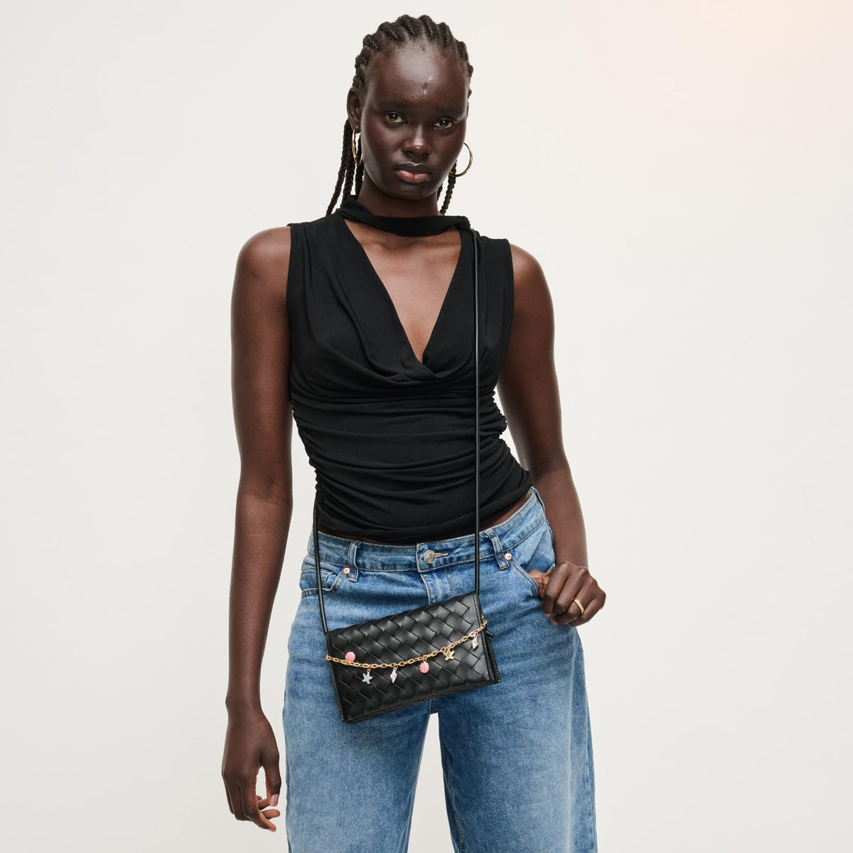 Woman wearing Black Urban Expressions Aubrey Crossbody 840504205613 View 3 | Black