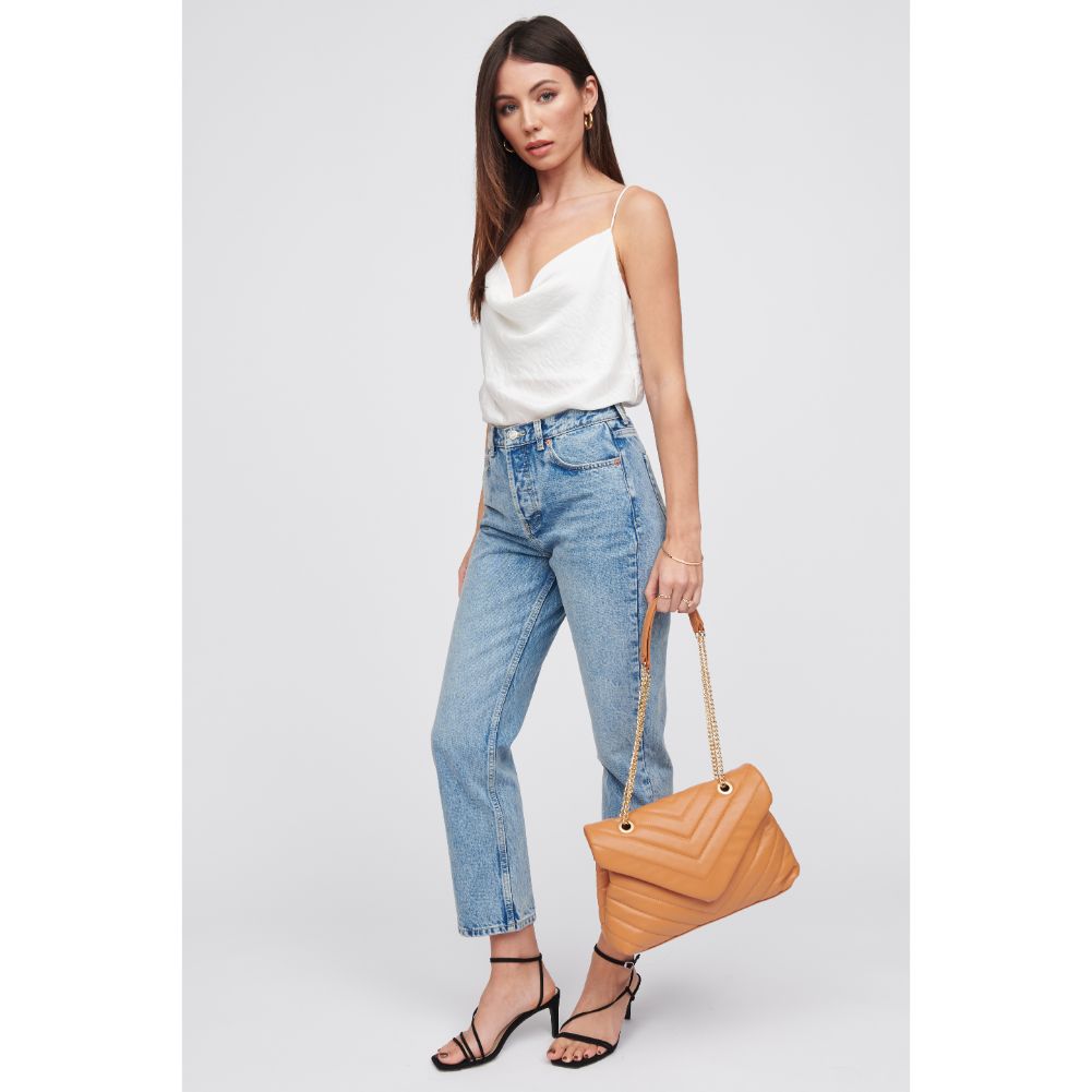 Woman wearing Tan Urban Expressions Ivy Crossbody 818209018449 View 3 | Tan