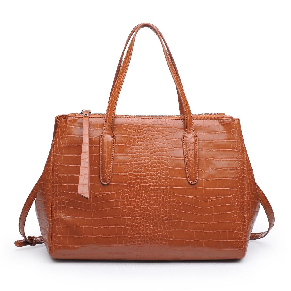Woman wearing Tan Urban Expressions Nora Satchel 840611167354 View 5 | Tan