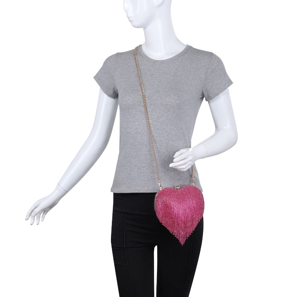 Product Image of Urban Expressions Heart Crystal Evening Bag 840611124012 View 5 | Fuchsia
