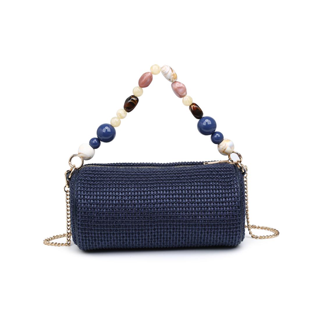 Woman wearing Navy Urban Expressions Rachel - Straw Clutch 840504206245 View 7 | Navy