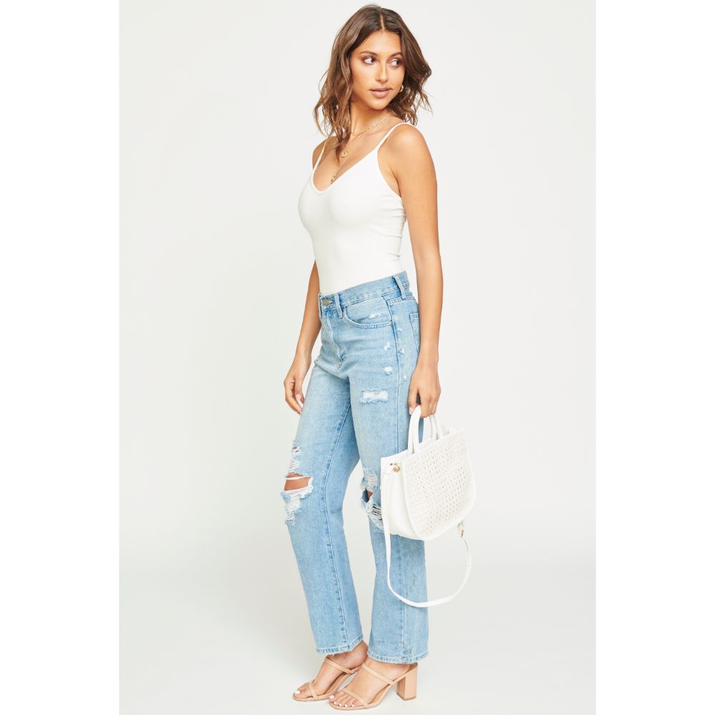 Woman wearing White Urban Expressions Carmen Crossbody 840611169419 View 3 | White