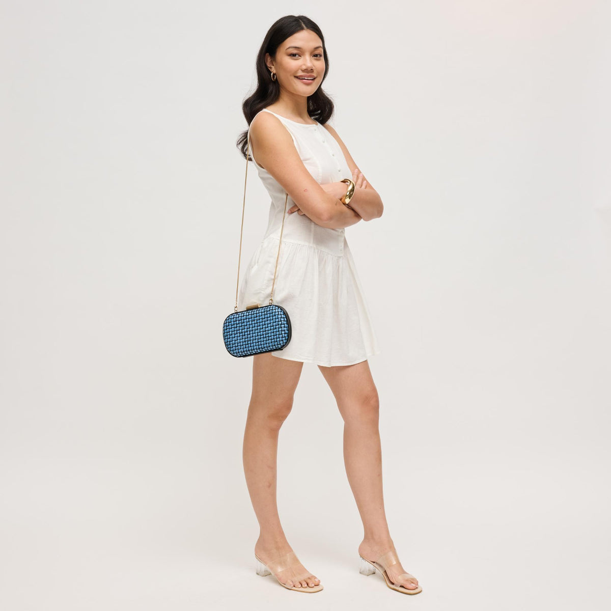 Woman wearing Blue Black Urban Expressions Cove Evening Bag 840504208317 View 2 | Blue Black