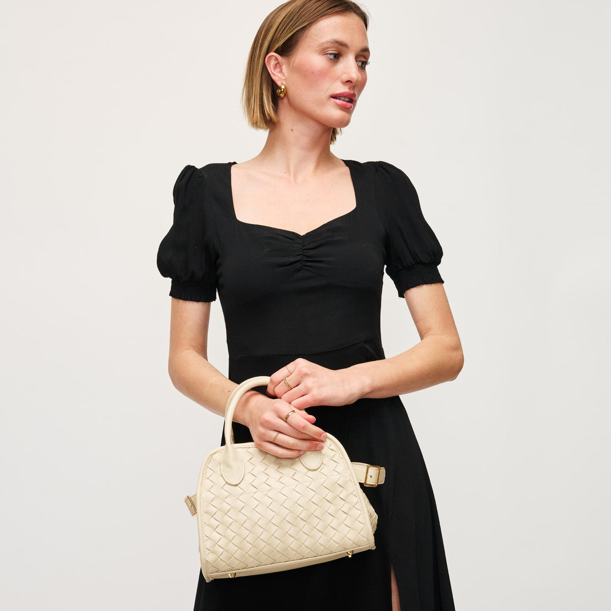 Woman wearing Oatmilk Urban Expressions Kristie Crossbody 840611144959 View 1 | Oatmilk