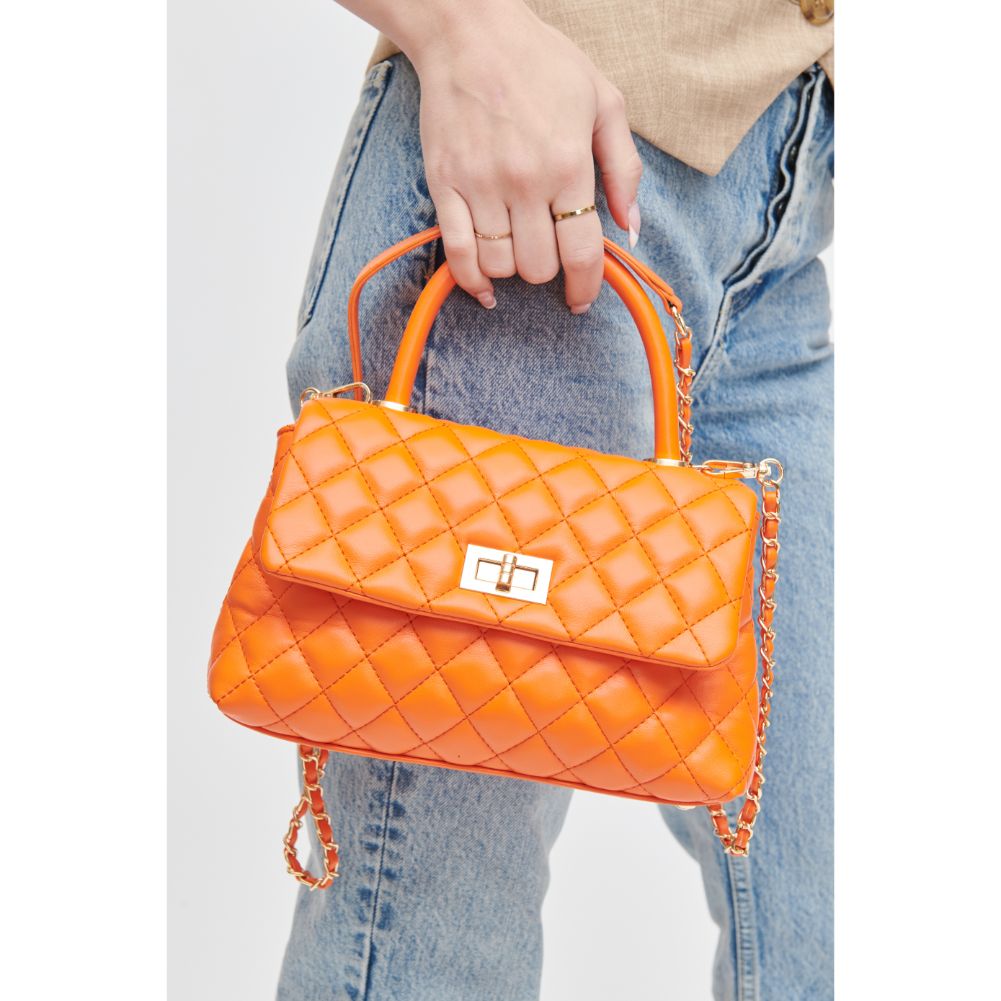 Woman wearing Tangerine Urban Expressions Cordelia - Quilted Crossbody 840611106346 View 1 | Tangerine