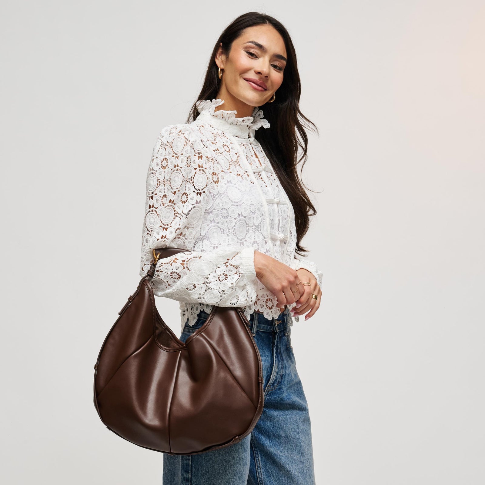 Woman wearing Black Urban Expressions McCarthy - Large Hobo 840504211942 View 1 | Black