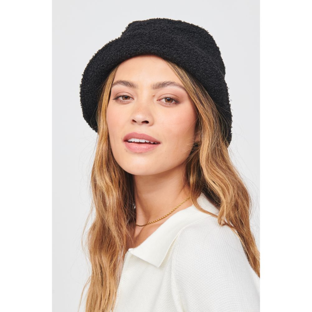 Woman wearing Cream Urban Expressions Shearling Bucket Hat Bucket Hat 818209014649 View 1 | Cream