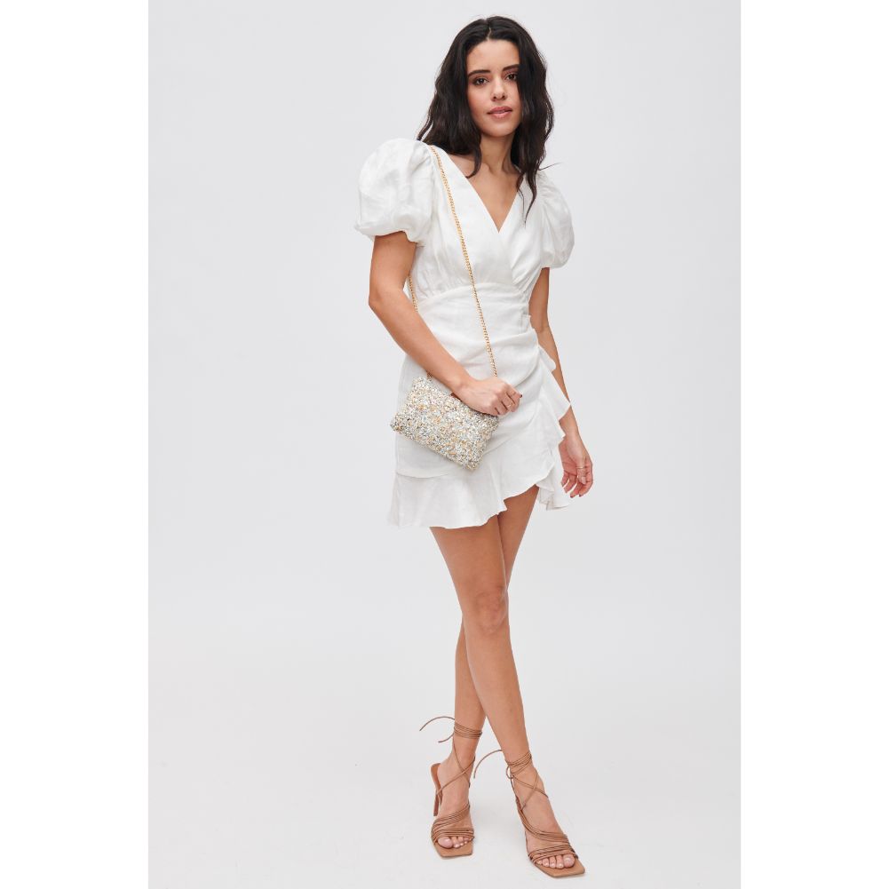 Woman wearing Ivory Urban Expressions Shelley Evening Bag 840611118196 View 3 | Ivory