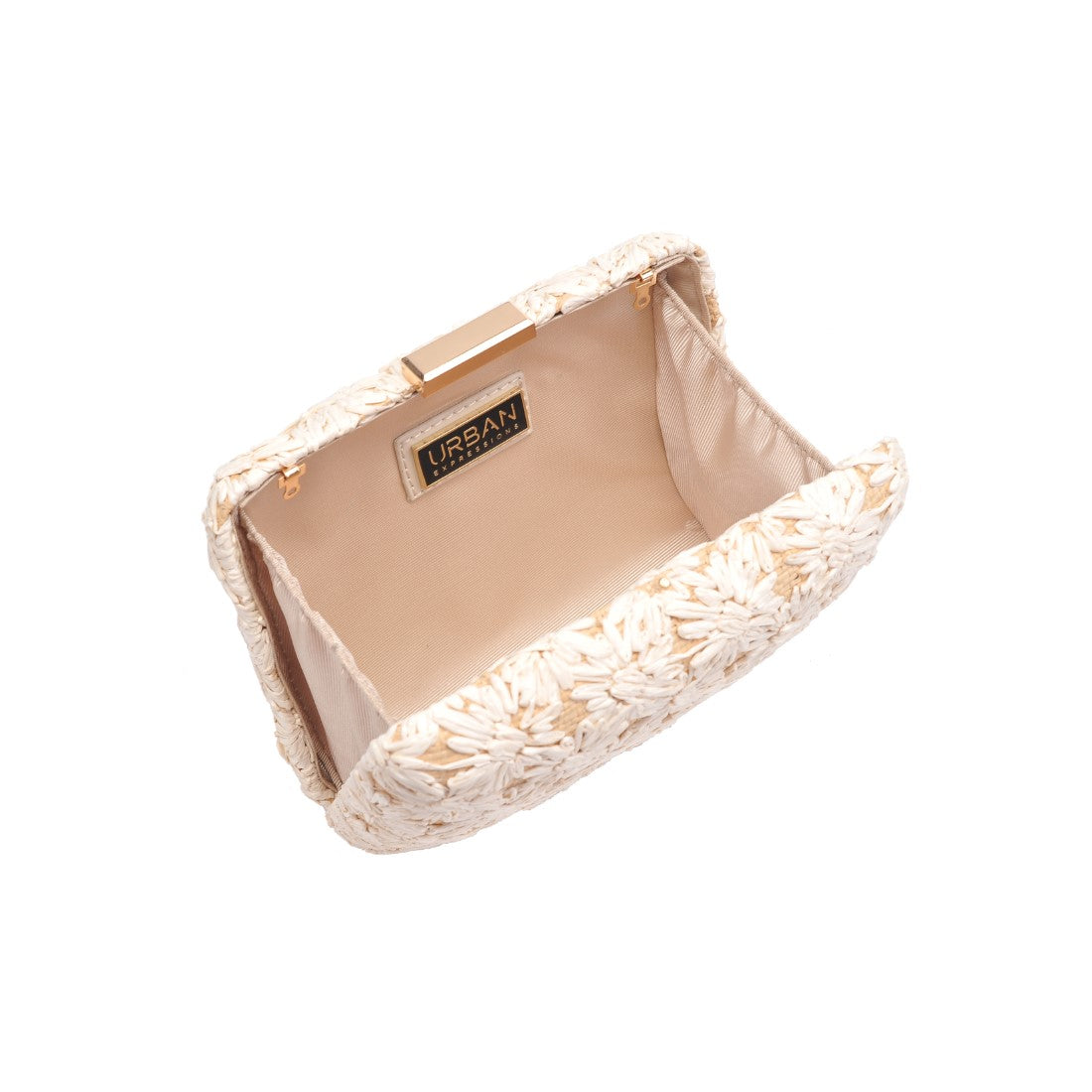 Woman wearing Ivory Natural Urban Expressions Samantha Evening Bag 840611149343 View 9 | Ivory Natural