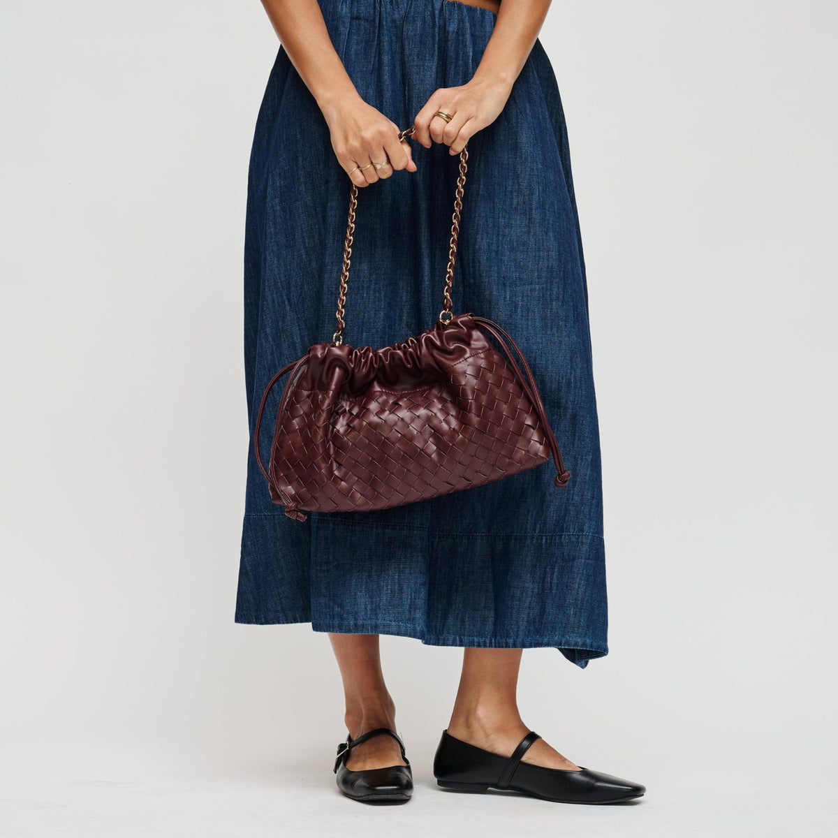 Woman wearing Burgundy Urban Expressions Sawyer Shoulder Bag 840504213601 View 3 | Burgundy