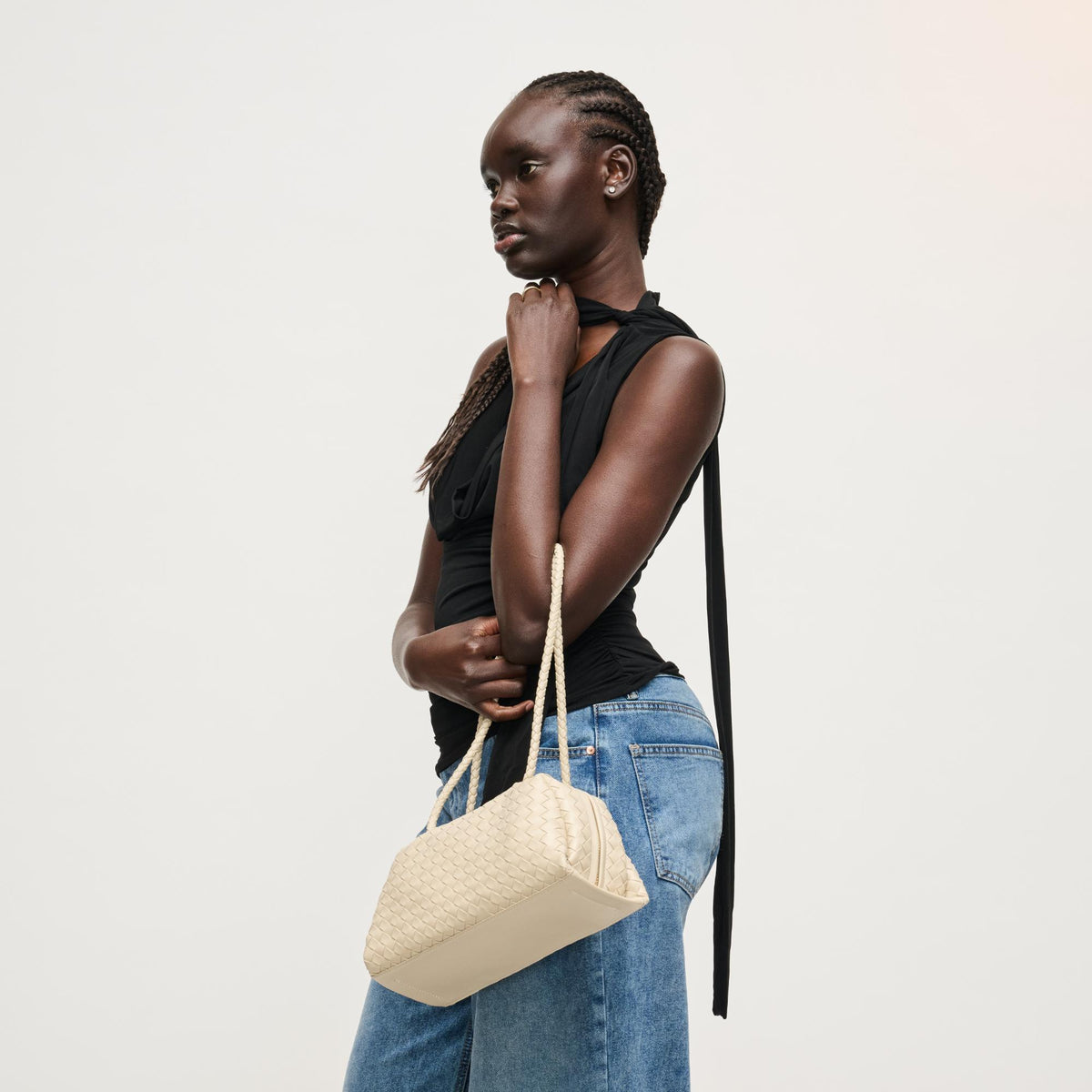 Woman wearing Oatmilk Urban Expressions Chloe Shoulder Bag 840504204388 View 3 | Oatmilk