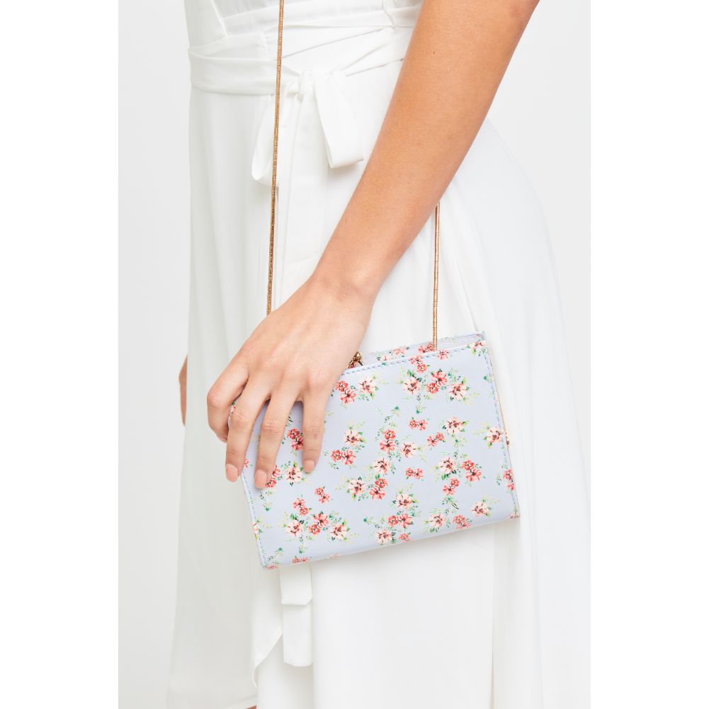 Woman wearing Powder Blue Urban Expressions Elijah - Floral Clutch 840611181466 View 2 | Powder Blue