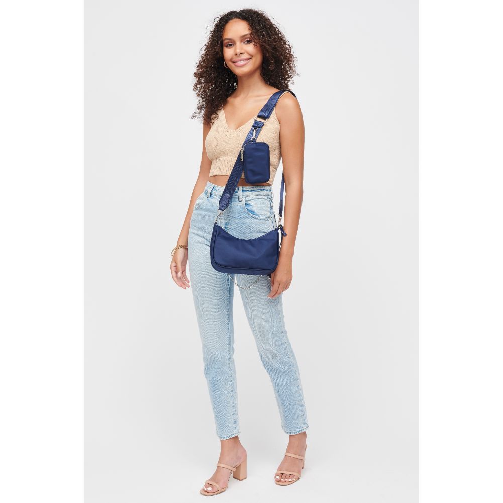Woman wearing Midnight Urban Expressions Joss - Nylon Crossbody 840611184184 View 3 | Midnight