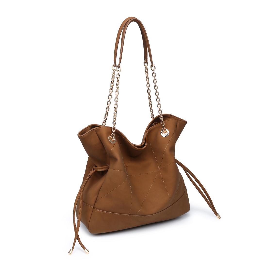 Woman wearing Cognac Urban Expressions Kinsley Tote 840504206405 View 6 | Cognac