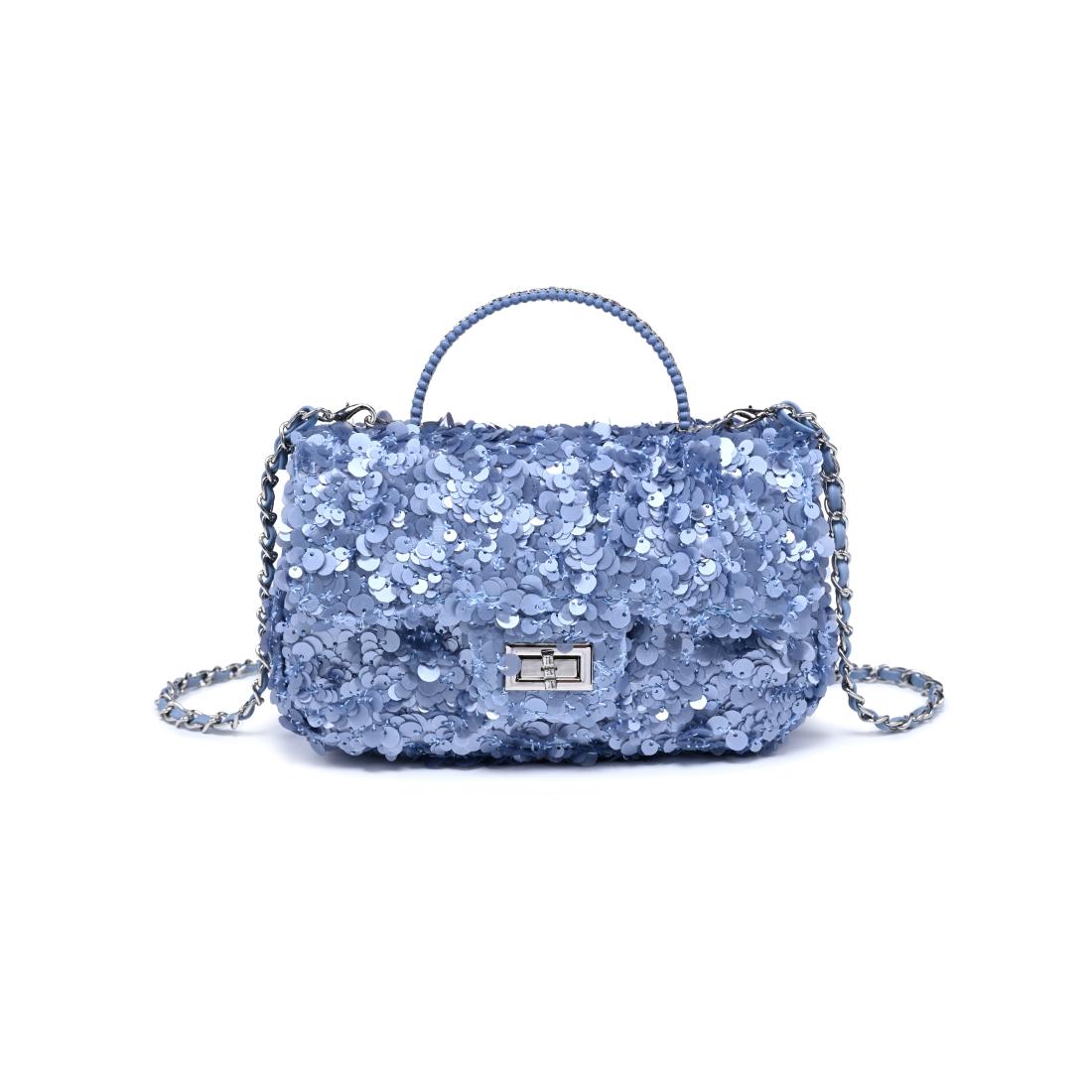 Woman wearing Periwinkle Urban Expressions Ella Evening Bag 840504204333 View 5 | Periwinkle