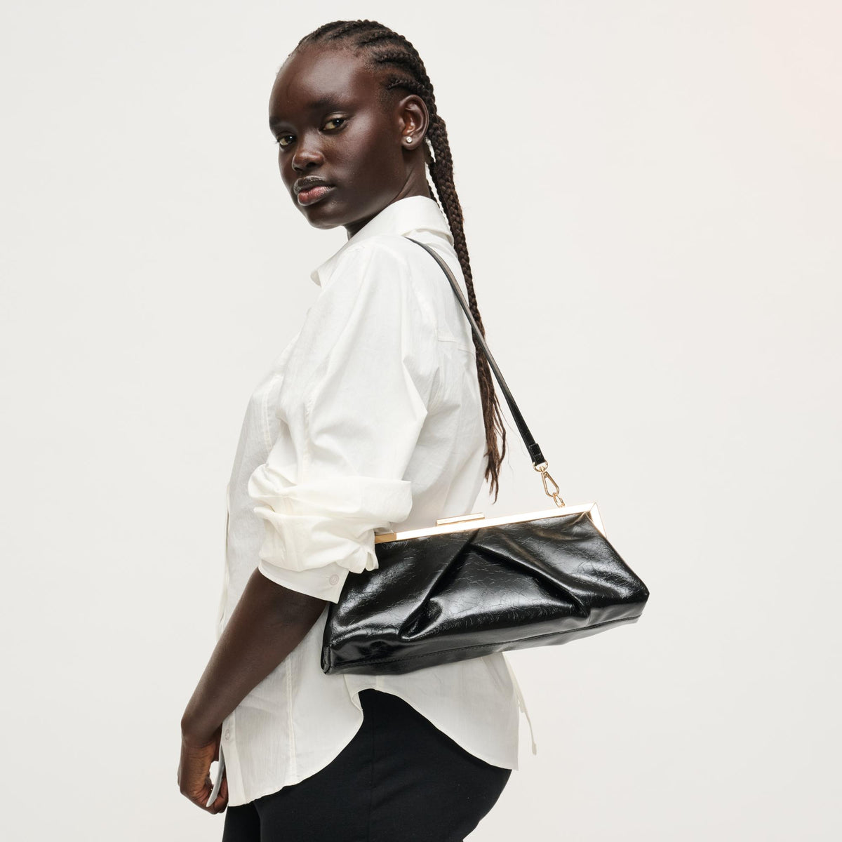 Woman wearing Black Urban Expressions Scottie Crossbody 840504207969 View 1 | Black