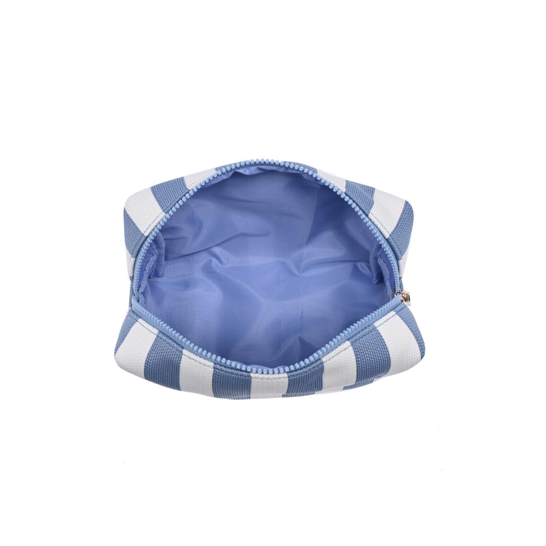 Urban Essentials Essential Stripe Cosmetic & Travel Organizer Pouch 840504215889 View 4 | Blue Ivory