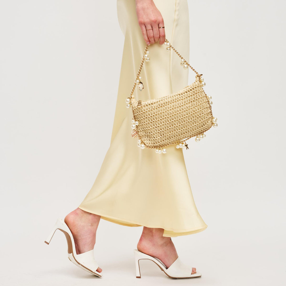 Woman wearing Ivory Urban Expressions Steph Evening Bag 840611148186 View 3 | Ivory