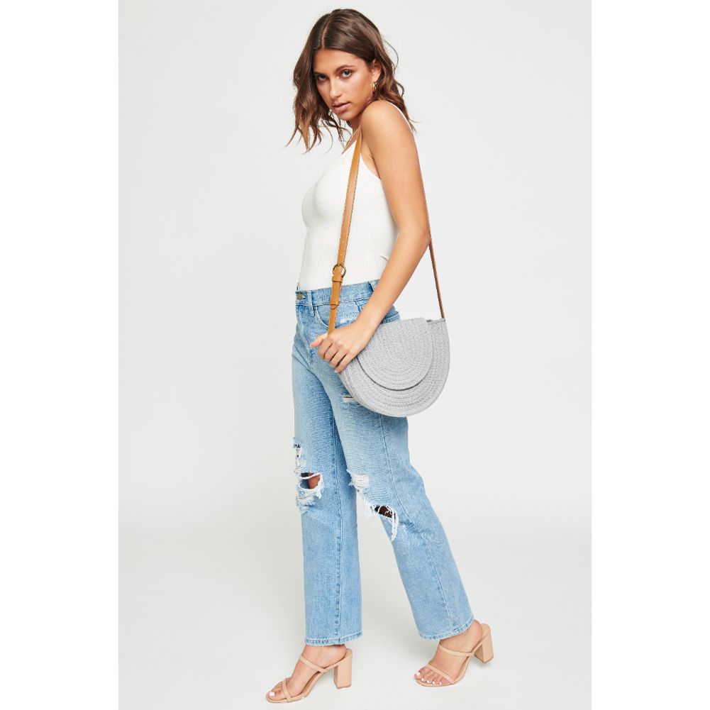 Woman wearing Grey Urban Expressions Leland Crossbody 840611171603 View 4 | Grey