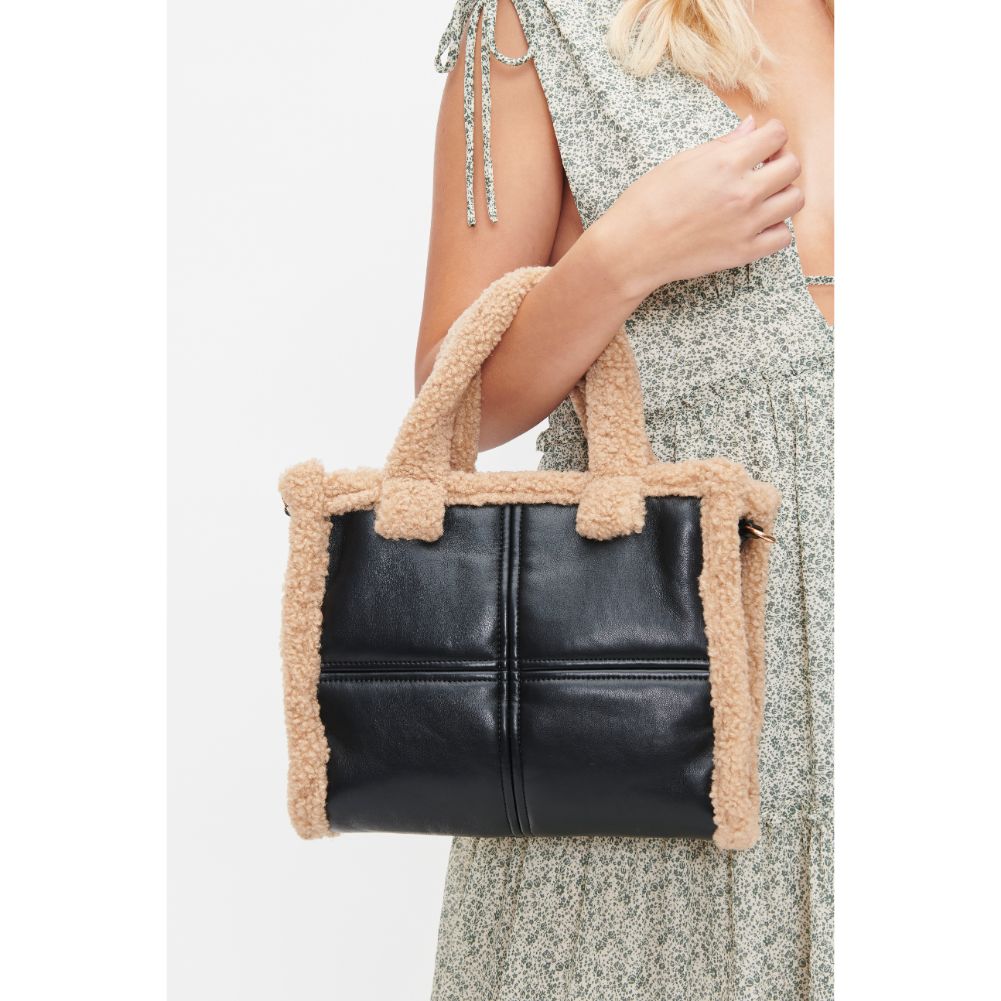 Woman wearing Black Urban Expressions Cheviot Tote 840611101457 View 1 | Black