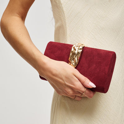 Woman wearing Burgundy Urban Expressions Babe Clutch 840504214134 View 1 | Burgundy