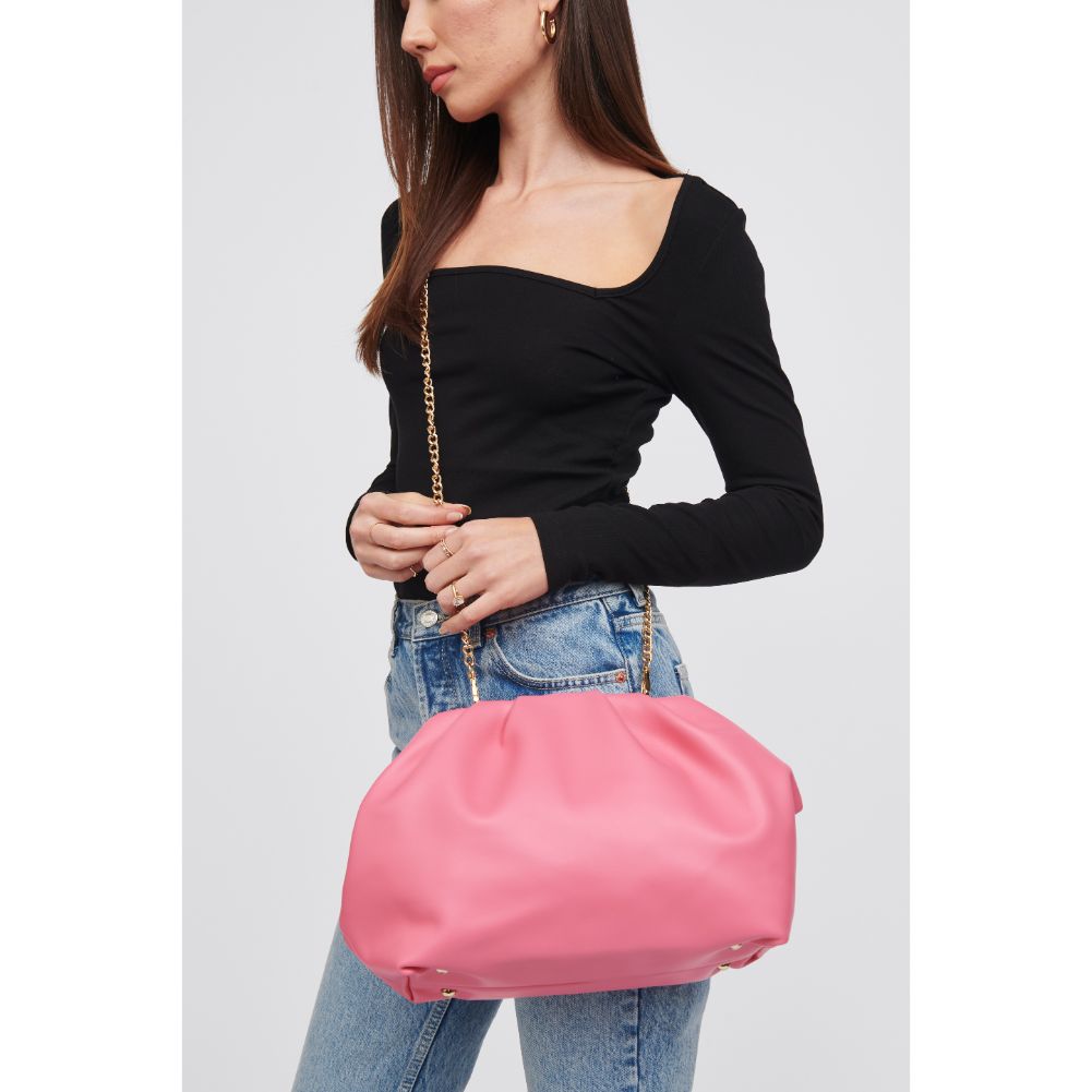 Woman wearing Bubblegum Urban Expressions Yasmina Clutch 818209016292 View 2 | Bubblegum