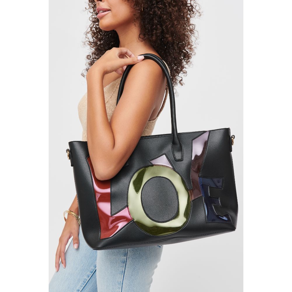 Woman wearing Black Urban Expressions Love Tote 840611160690 View 2 | Black