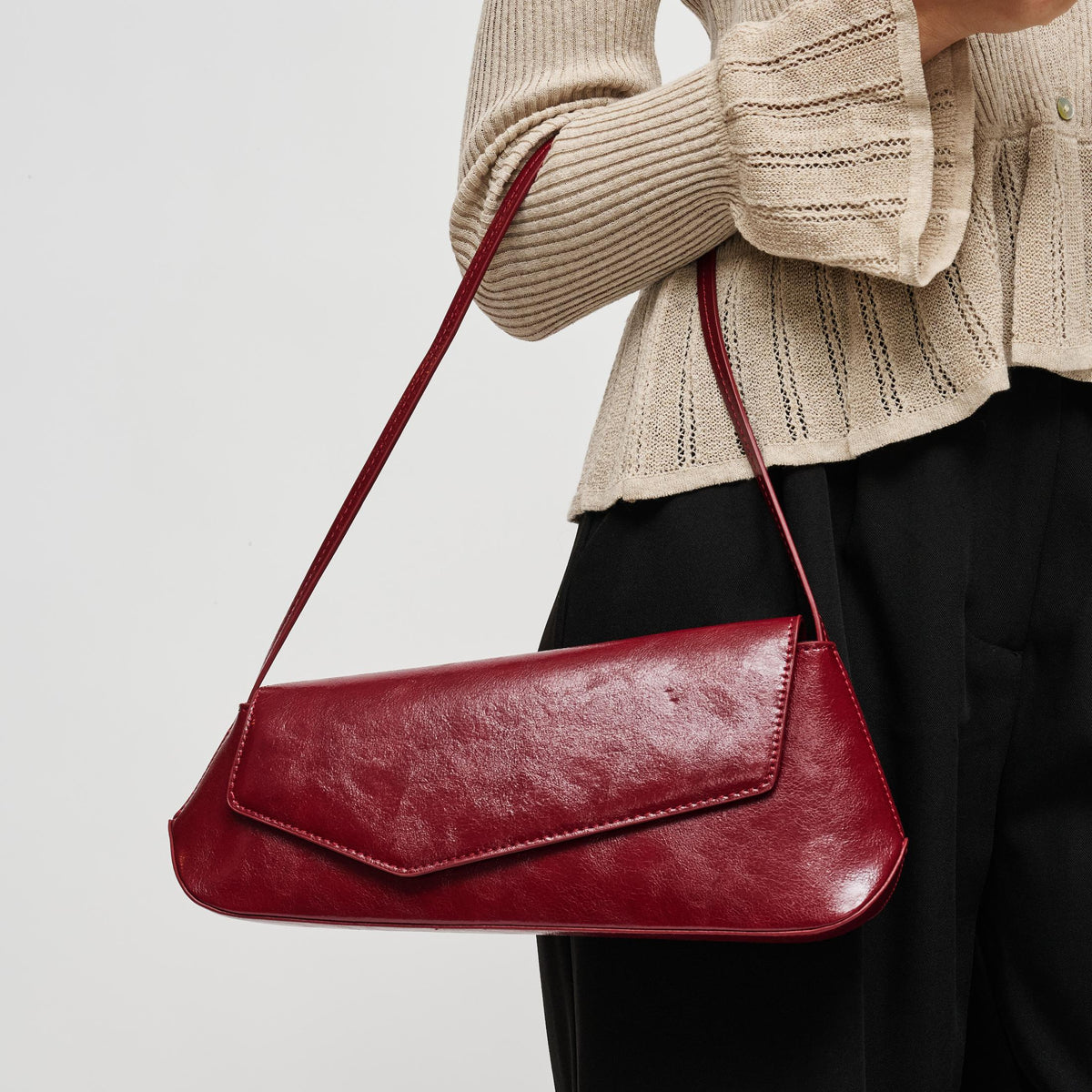 Woman wearing Wine Urban Expressions Mett Shoulder Bag 840504212697 View 1 | Wine