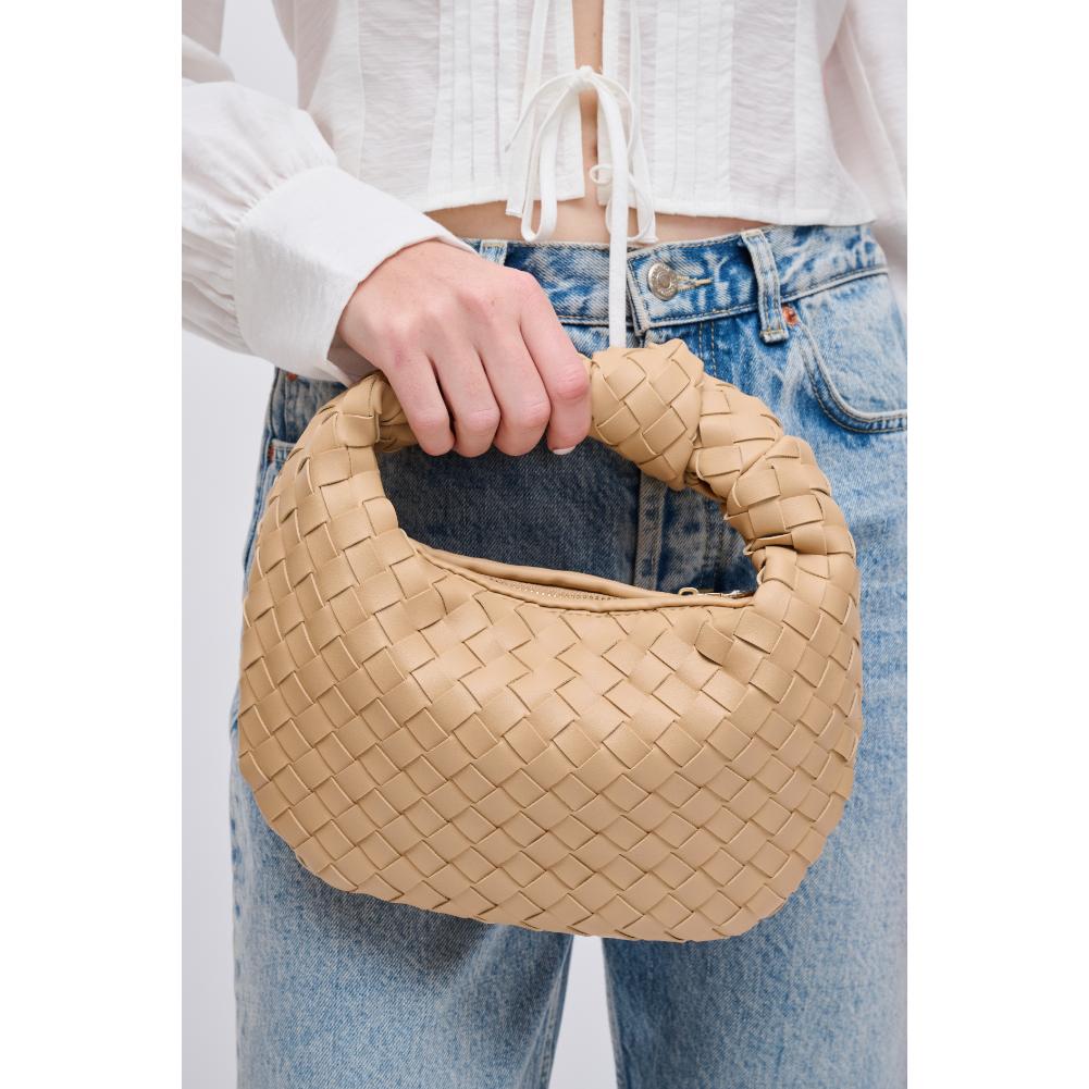 Woman wearing Camel Urban Expressions Tracy - Woven Clutch 840611121929 View 1 | Camel