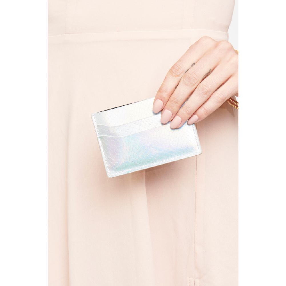 Woman wearing Silver Urban Expressions Dream - Metallic Card Holder NA-840611139573 View 2 | Silver