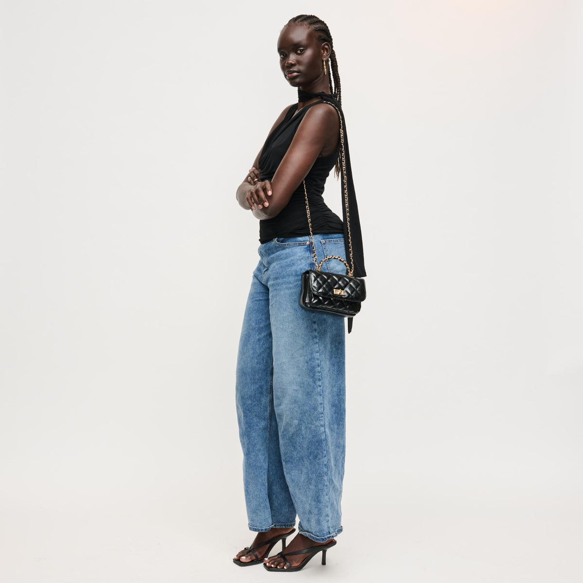 Woman wearing Black Urban Expressions Leo Crossbody 840504205040 View 2 | Black