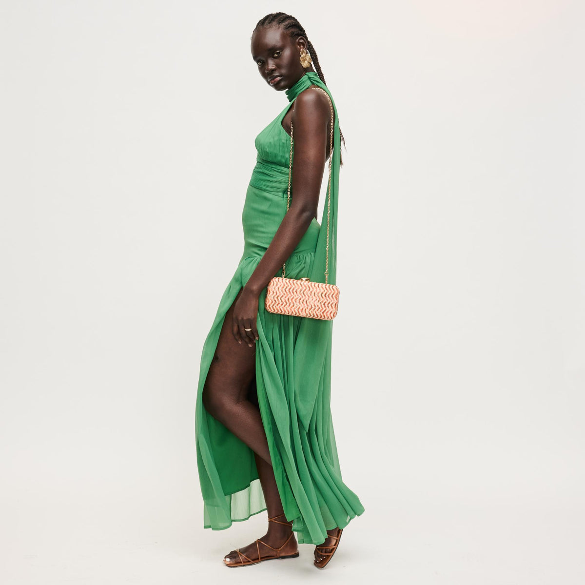 Woman wearing Orange Multi Urban Expressions Valentina Evening Bag 840504206511 View 2 | Orange Multi