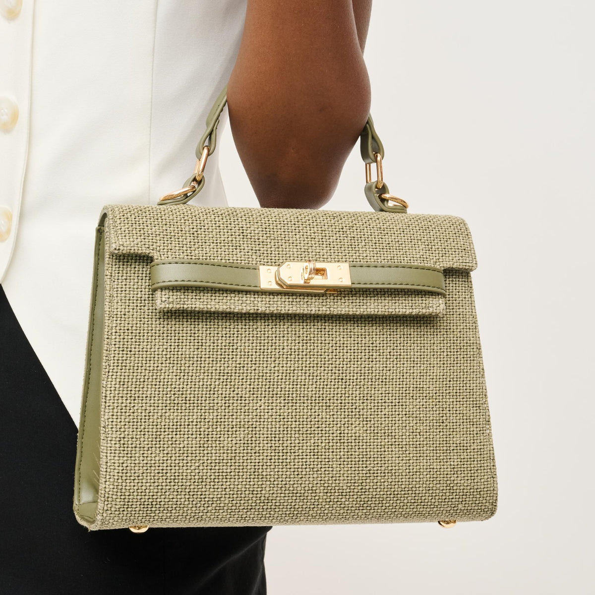Woman wearing Sage Urban Expressions Adeline Crossbody 840611151087 View 1 | Sage