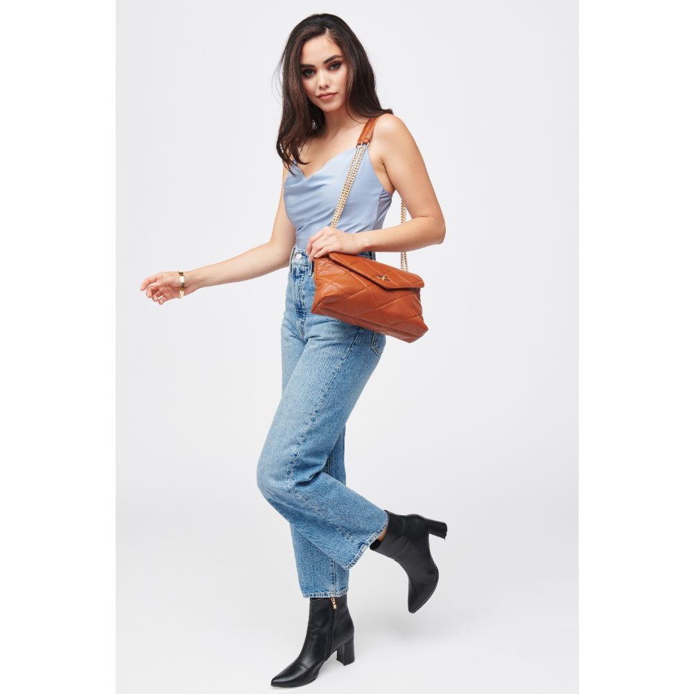 Woman wearing Tan Urban Expressions Felicity Crossbody 840611182760 View 3 | Tan
