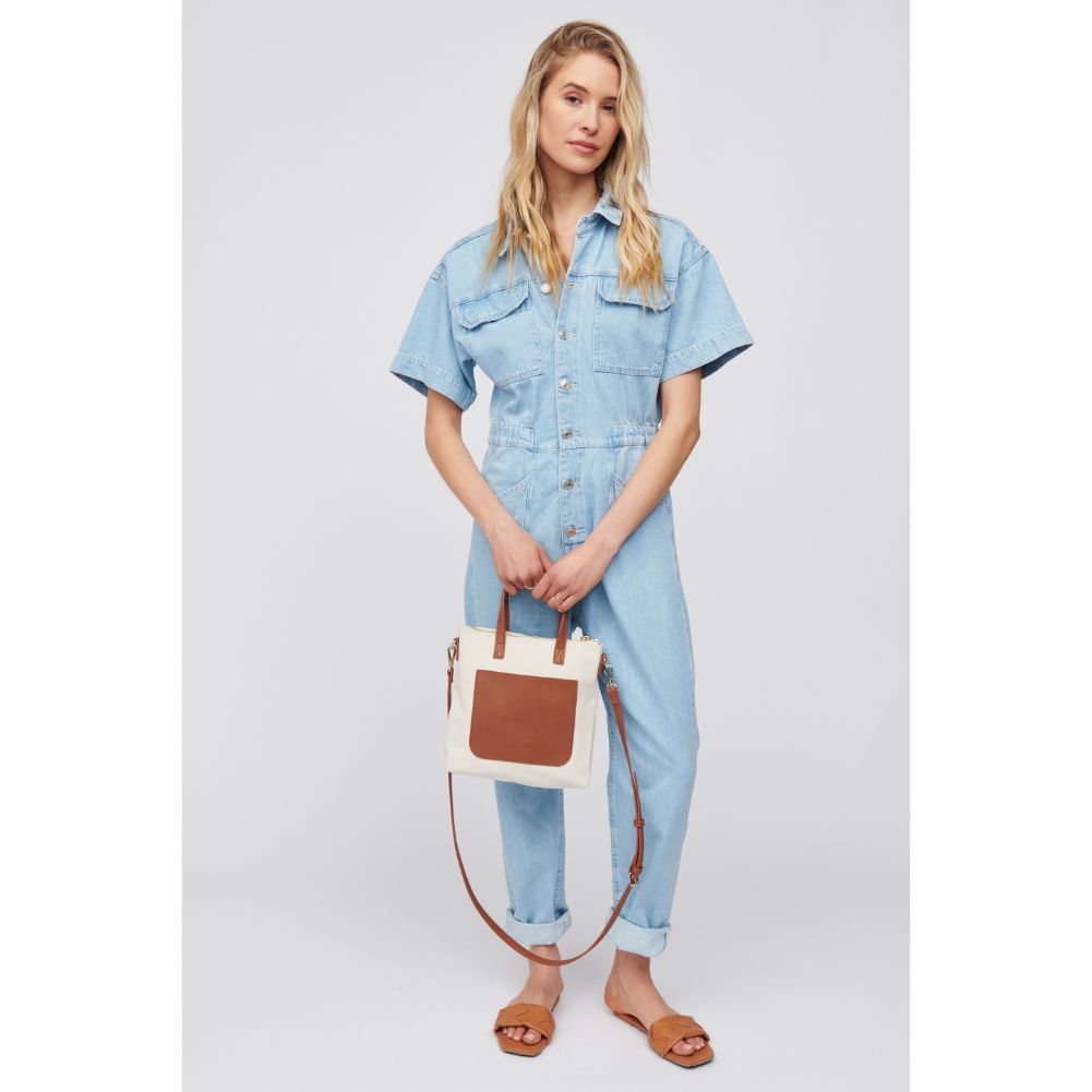 Woman wearing Ivory Urban Expressions Yolanda Mini Tote 840611101648 View 3 | Ivory
