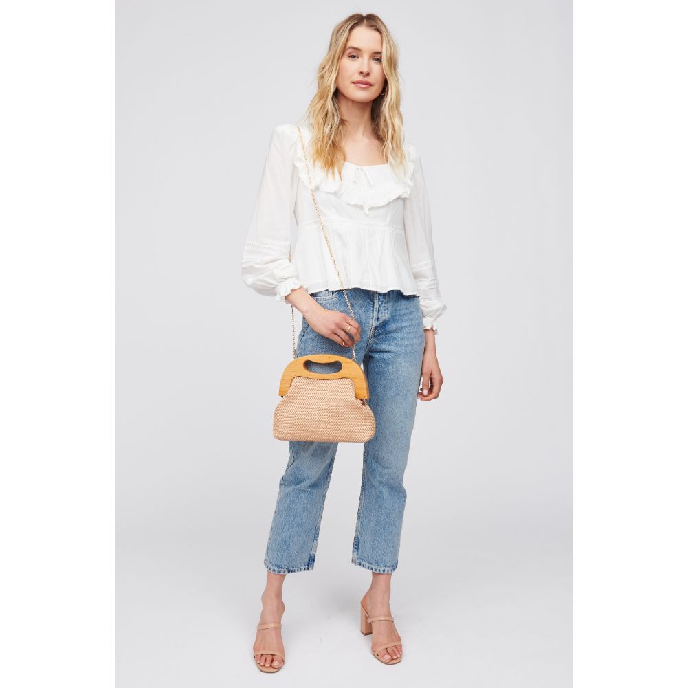Woman wearing Tan Urban Expressions Java Clutch 840611100405 View 3 | Tan