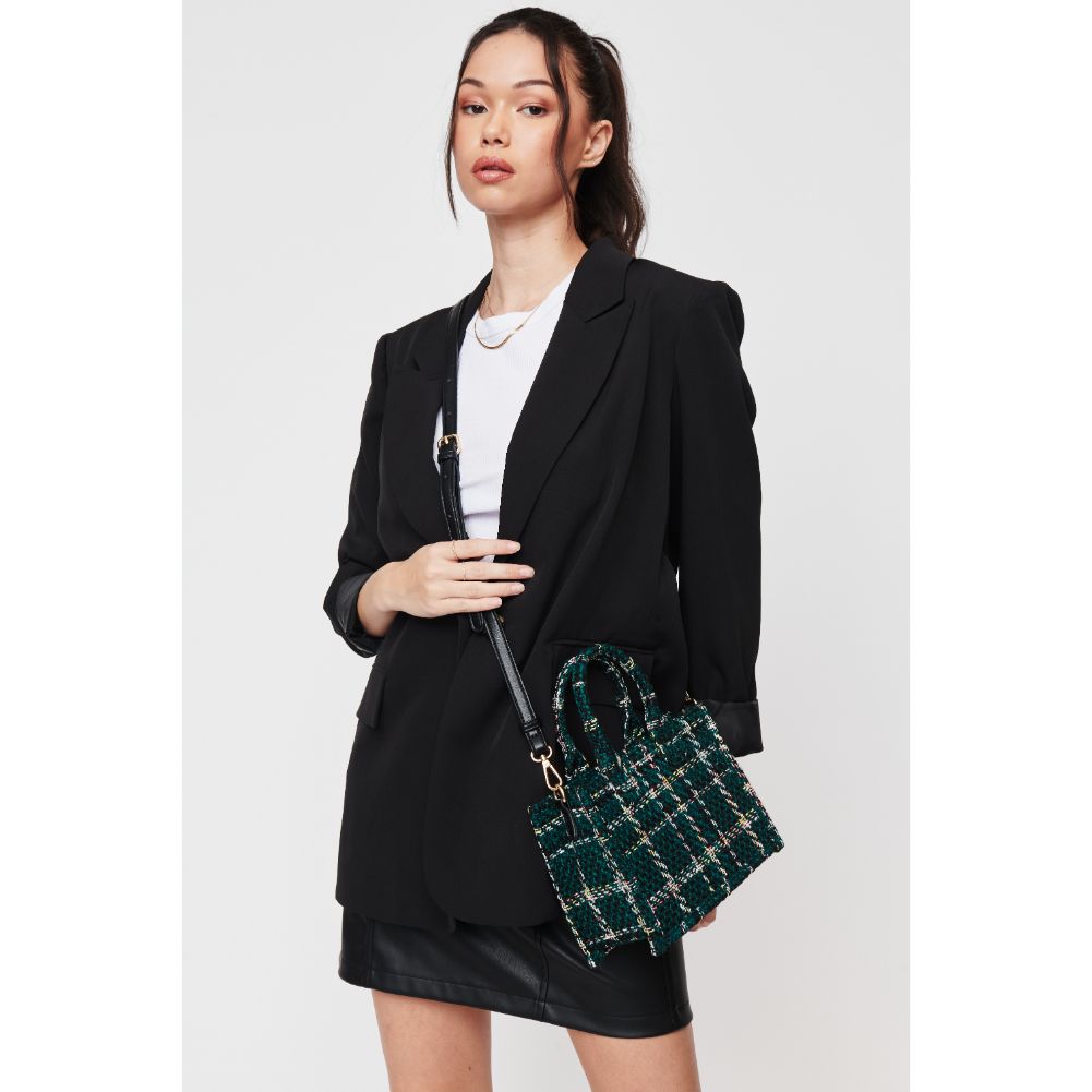 Woman wearing Green Urban Expressions Edina - Plaid Crossbody 840611103086 View 1 | Green