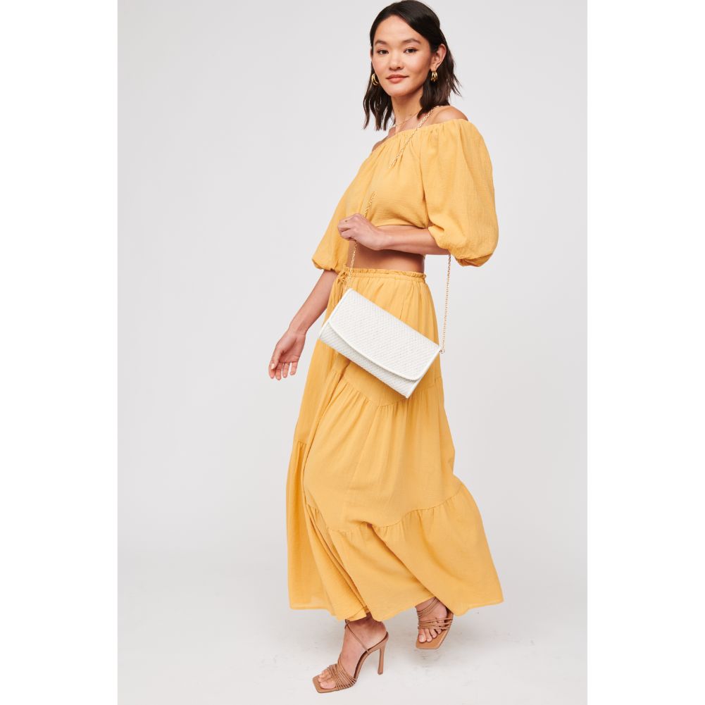 Woman wearing White Urban Expressions Imogen Clutch 840611101839 View 2 | White