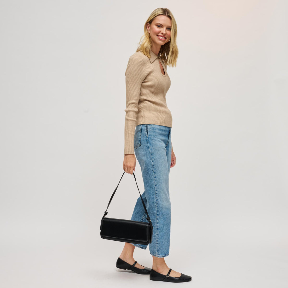 Woman wearing Black Urban Expressions Sorella Shoulder Bag 840611199331 View 4 | Black