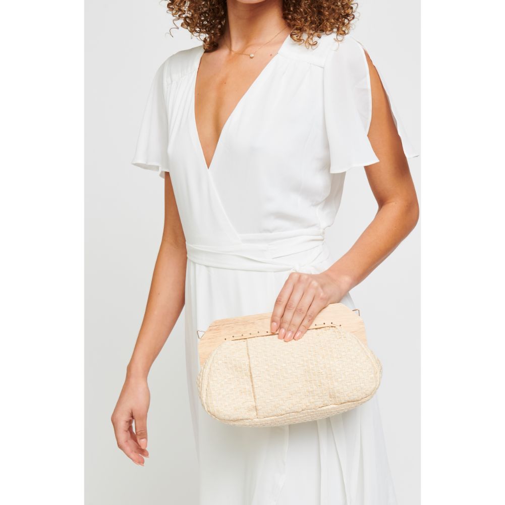 Woman wearing Beige Urban Expressions Echo Clutch 840611182111 View 2 | Beige
