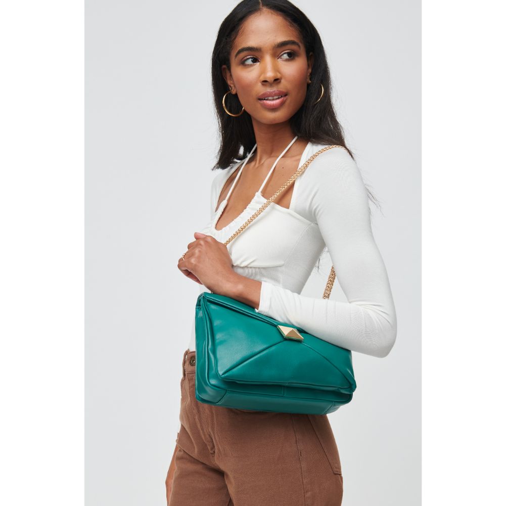 Woman wearing Emerald Urban Expressions Ribbon Crossbody 840611102836 View 2 | Emerald