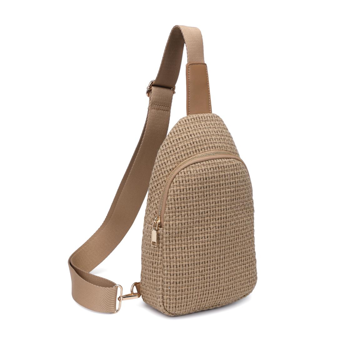 Woman wearing Natural Urban Expressions Jean Sling Backpack 840611146533 View 6 | Natural