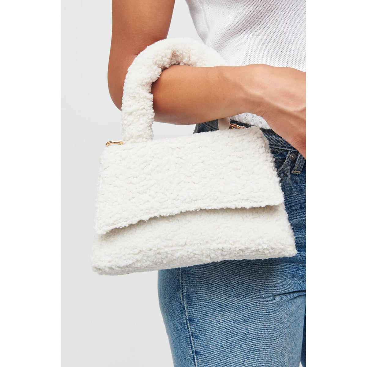 Woman wearing Ivory Urban Expressions Merino Top Handle 818209012294 View 2 | Ivory