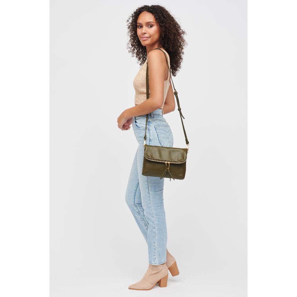 Woman wearing Olive Urban Expressions Debra Crossbody 840611184702 View 3 | Olive