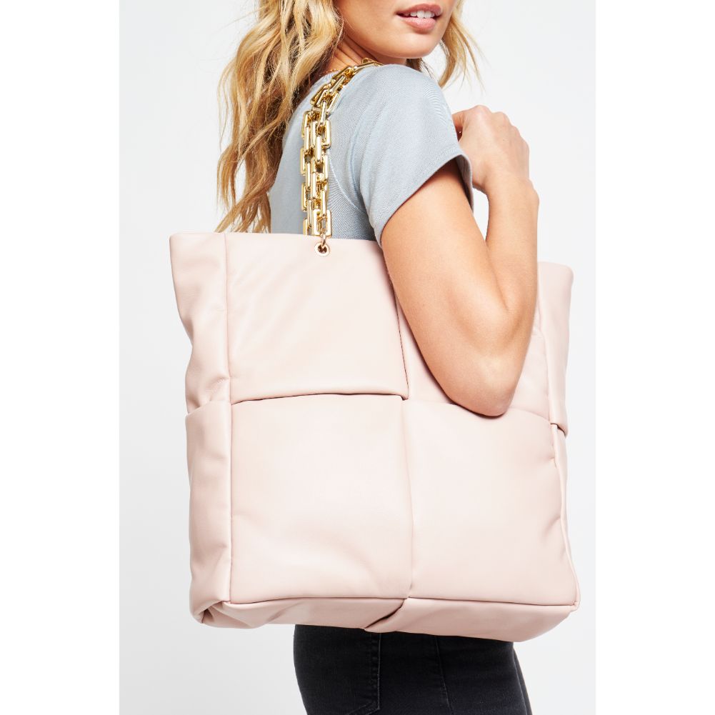 Woman wearing Nude Urban Expressions Zoe Tote 840611178596 View 2 | Nude
